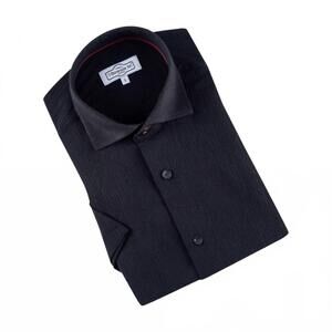 NEW 7 DOWNIE ST. men's lisbon short sleeve shirt in black